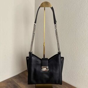 Michael Kors Whitney Shoulder Bag‎ Black Leather Chain Convertible Small NWT
